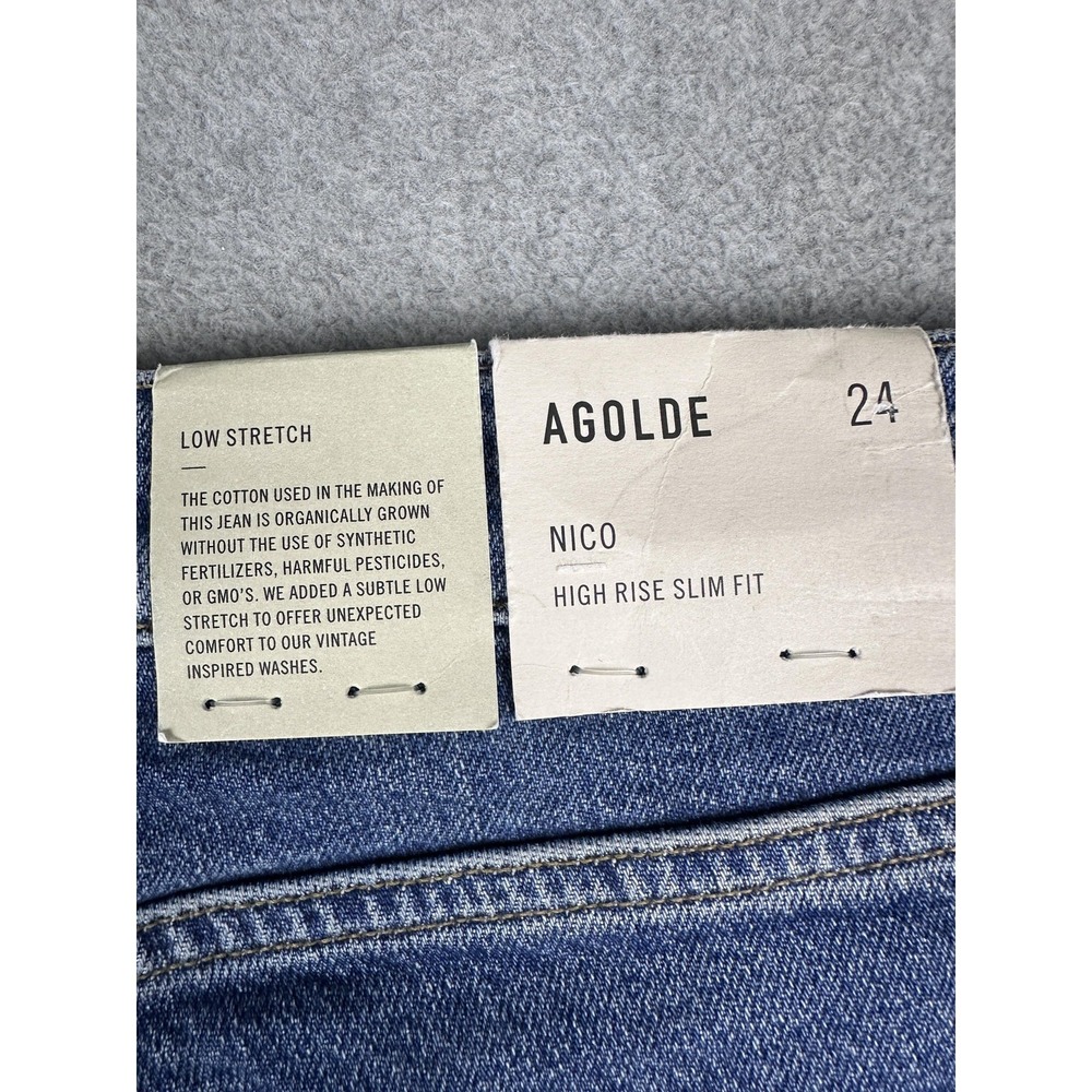 AGOLDE Nico Jeans Womens 24 Blue Medium Wash High Rise Skinny Button Fly NWT - Picture 12 of 13